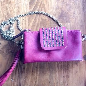 Olivia Miller Maroon Wristlet/crossbody with chain